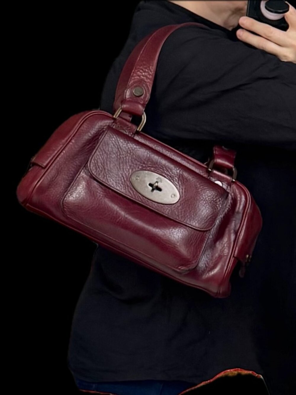 Vintage Rare Mulberry Jamie Satchel Plum Antique Glace EUC oxblood red doctorbag